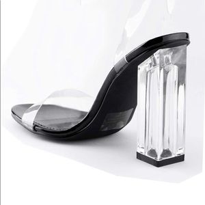 REVOL Clear Strap Block high Heel Sandals transparent heels
